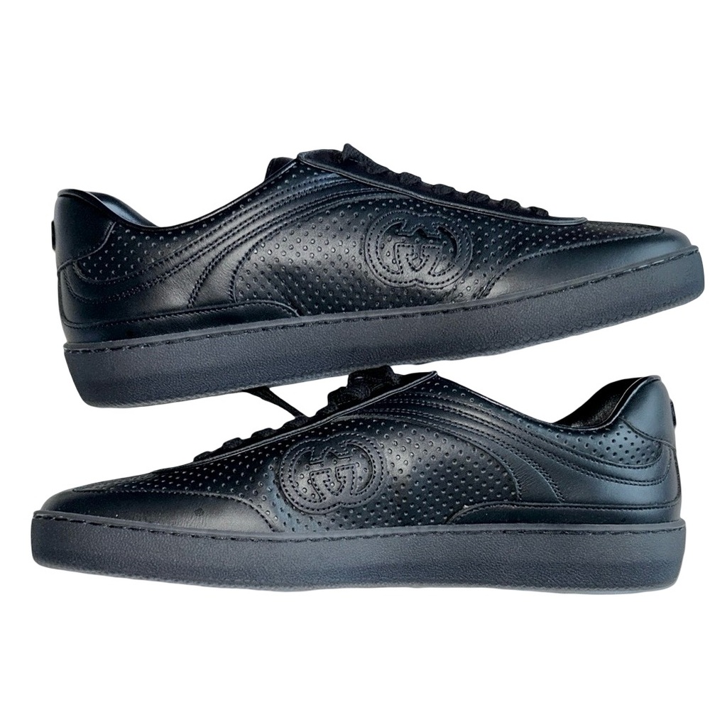 Authentic Gucci G74 Men's Black Leather Sneakers